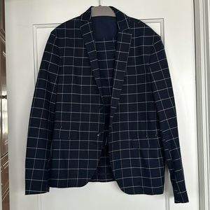 Zara Men Windowpane Suit Jacket & Cropped Pants